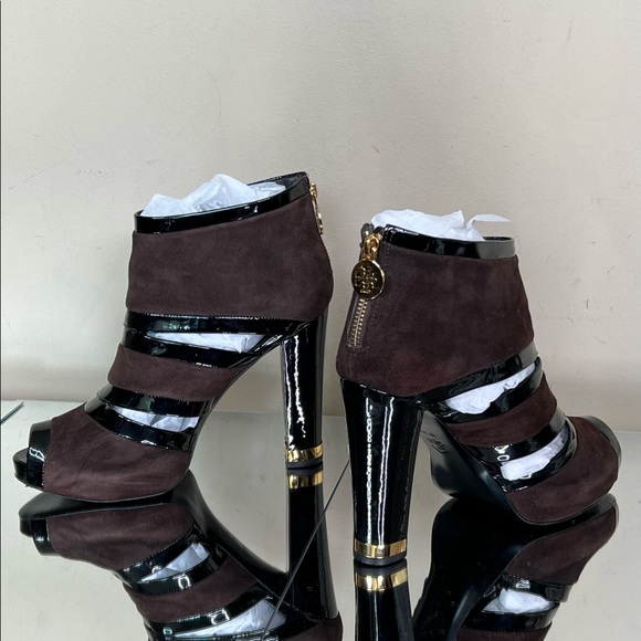 Tory Burch Suede Patent Heel Bootie - Picture 6 of 11